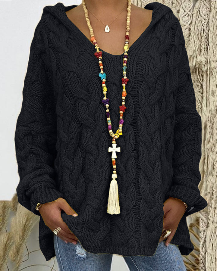 Leniva – Con Cappuccio in Maglia a Treccia, Maglione