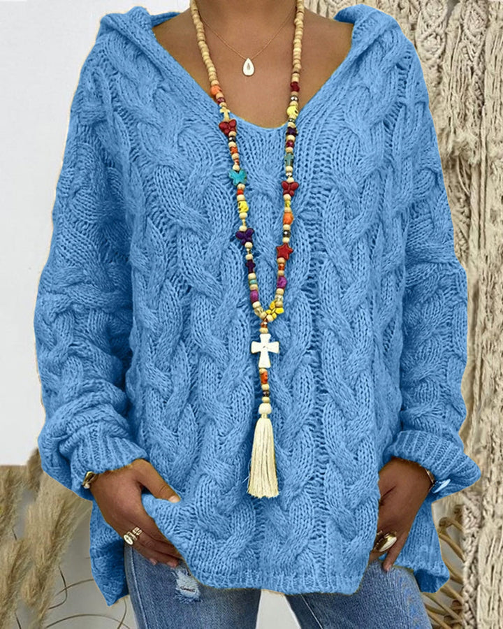 Leniva – Con Cappuccio in Maglia a Treccia, Maglione