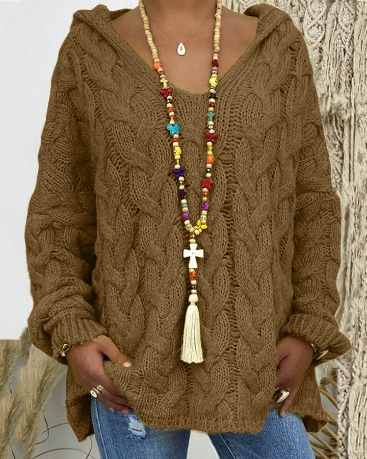 Leniva – Con Cappuccio in Maglia a Treccia, Maglione