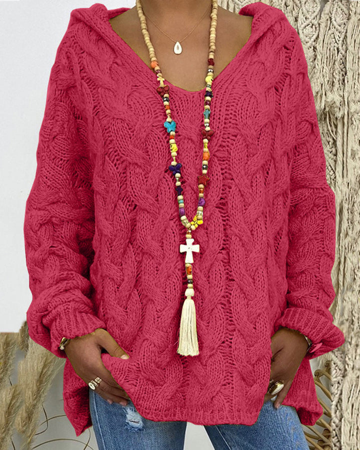 Leniva – Con Cappuccio in Maglia a Treccia, Maglione