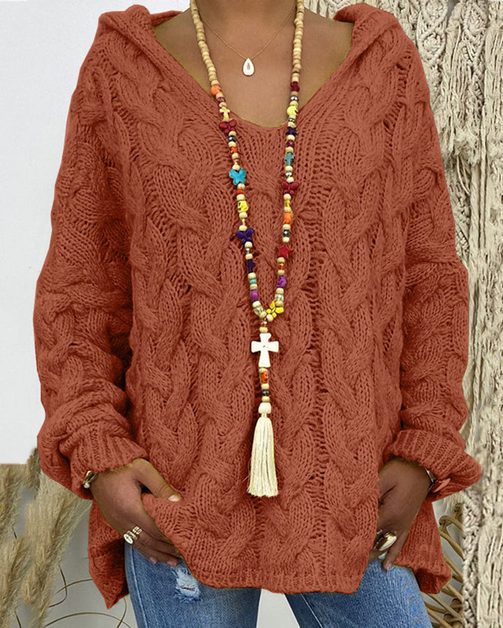 Leniva – Con Cappuccio in Maglia a Treccia, Maglione