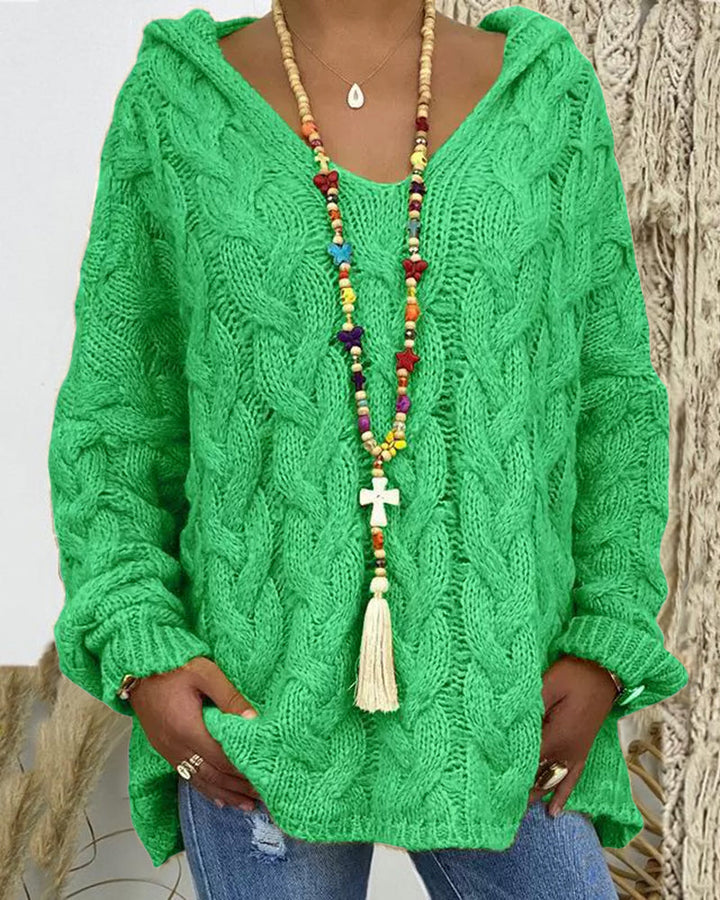 Leniva – Con Cappuccio in Maglia a Treccia, Maglione