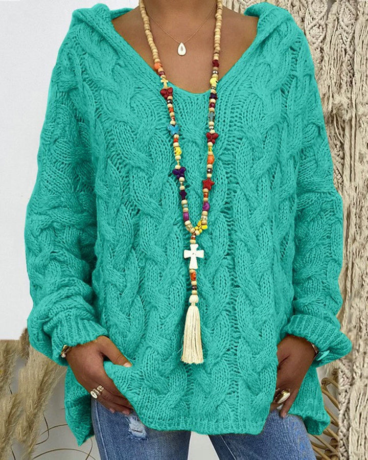 Leniva – Con Cappuccio in Maglia a Treccia, Maglione