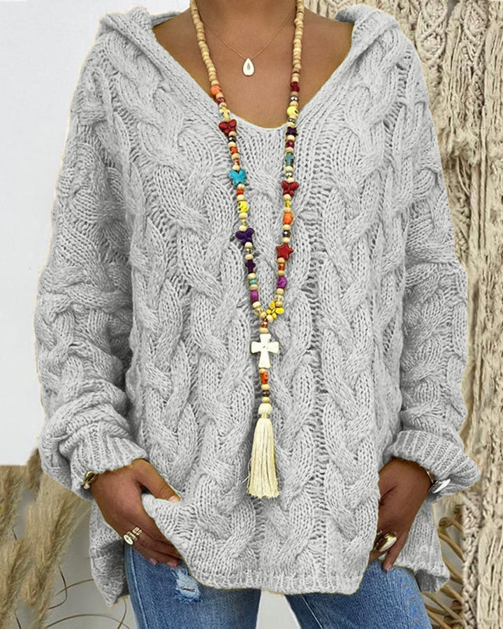 Leniva – Con Cappuccio in Maglia a Treccia, Maglione