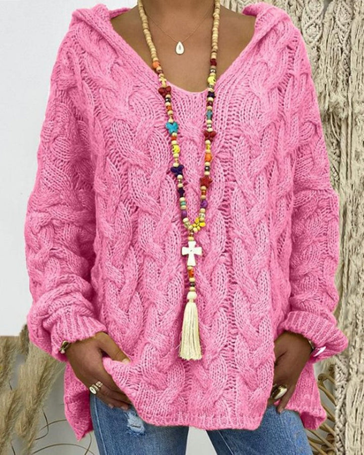 Leniva – Con Cappuccio in Maglia a Treccia, Maglione