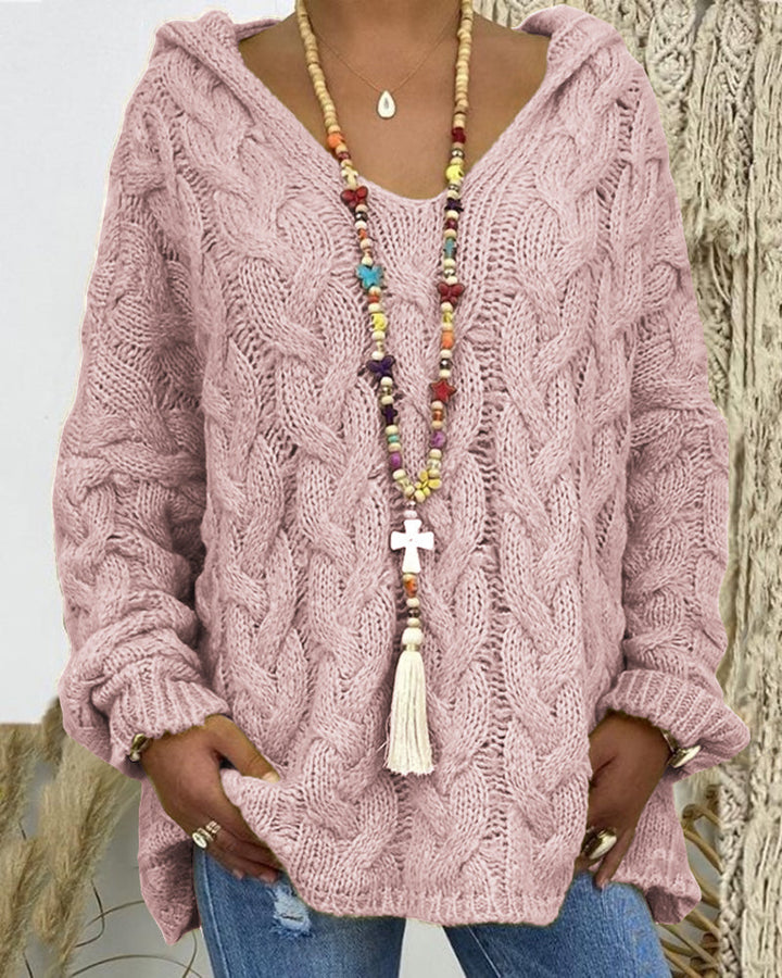 Leniva – Con Cappuccio in Maglia a Treccia, Maglione