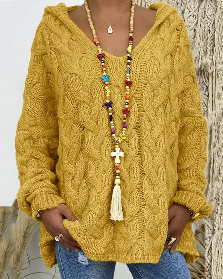 Leniva – Con Cappuccio in Maglia a Treccia, Maglione