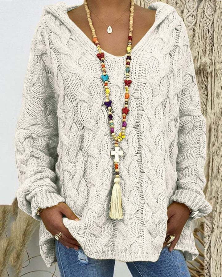 Leniva – Con Cappuccio in Maglia a Treccia, Maglione