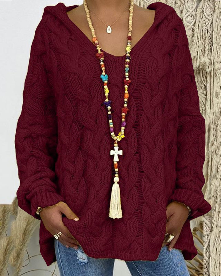 Leniva – Con Cappuccio in Maglia a Treccia, Maglione
