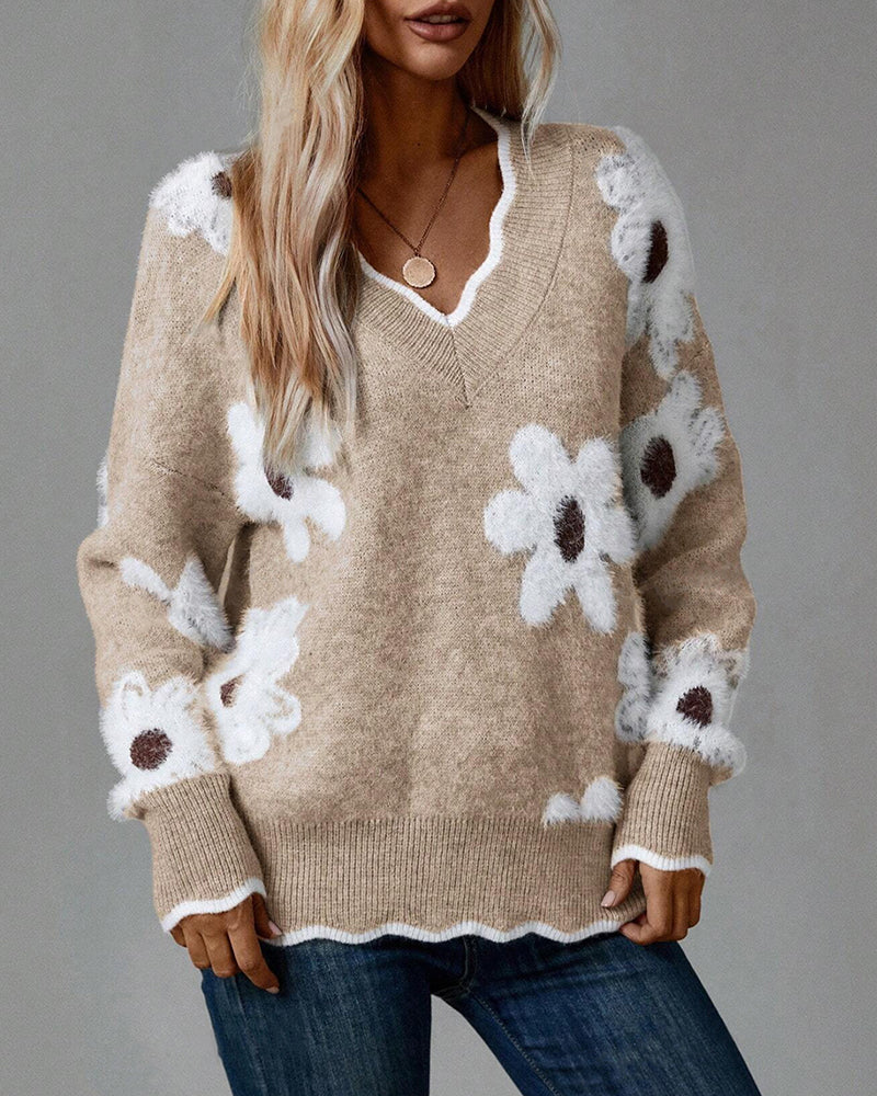 Nelara - Motivo Floreale in Jacquard Maglione