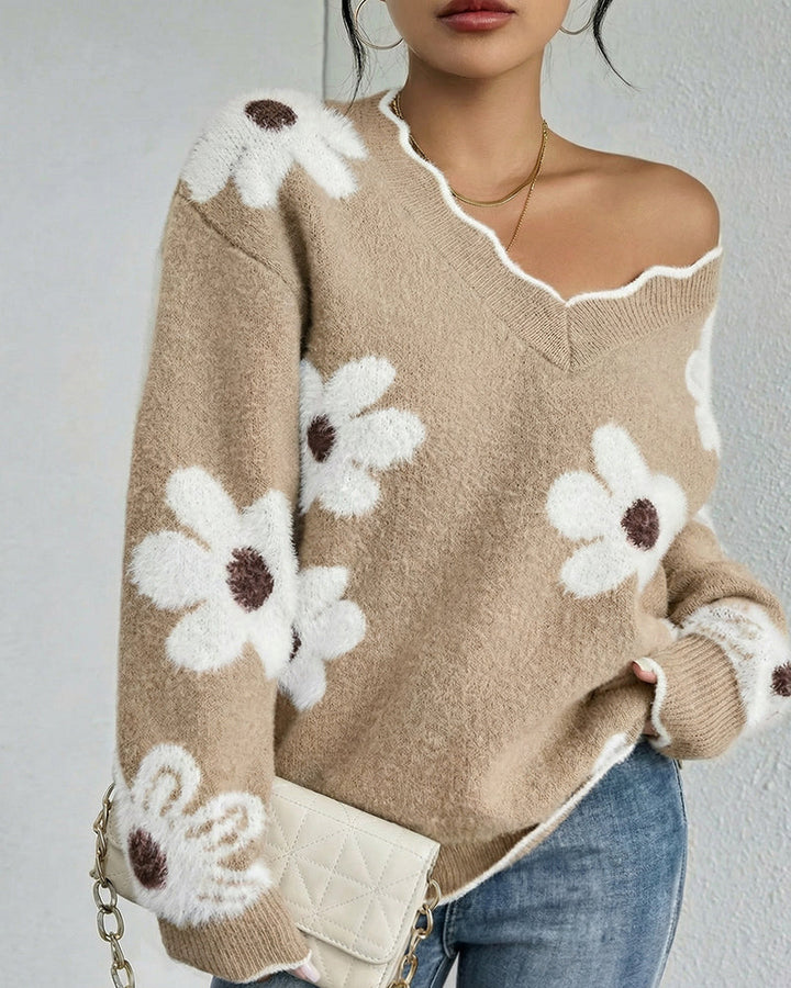 Nelara - Motivo Floreale in Jacquard Maglione