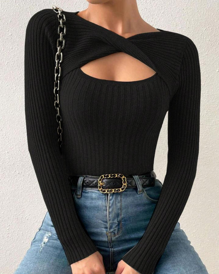 Nivara – Collo Incrociato in Maglia Top