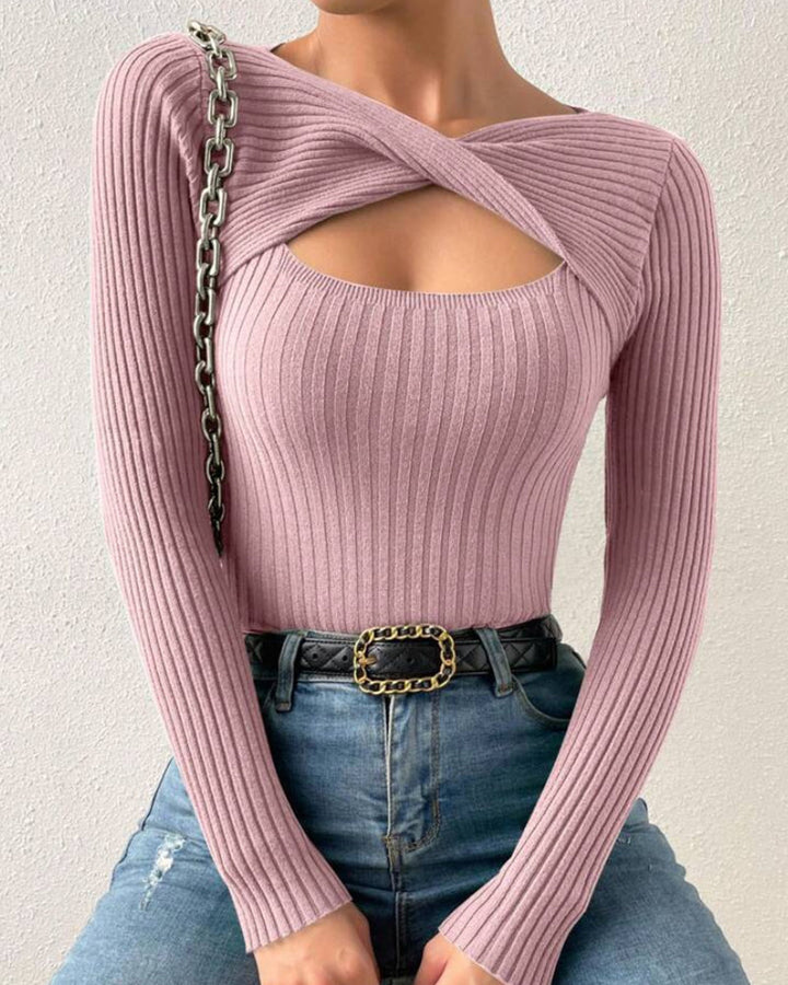 Nivara – Collo Incrociato in Maglia Top