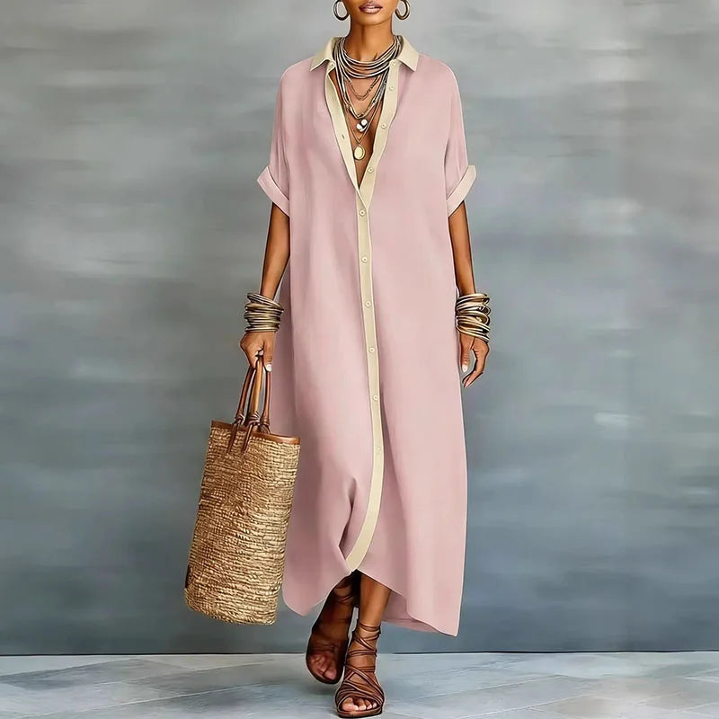 Nireva – Maxi Intrecciato Abito Camicia