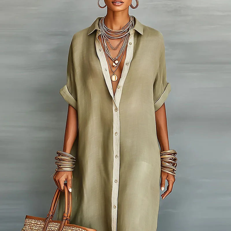 Nireva – Maxi Intrecciato Abito Camicia
