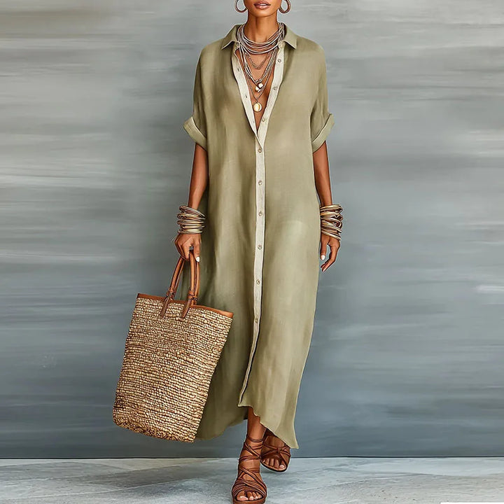 Nireva – Maxi Intrecciato Abito Camicia