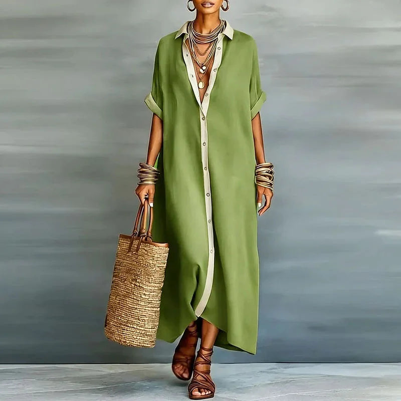 Nireva – Maxi Intrecciato Abito Camicia