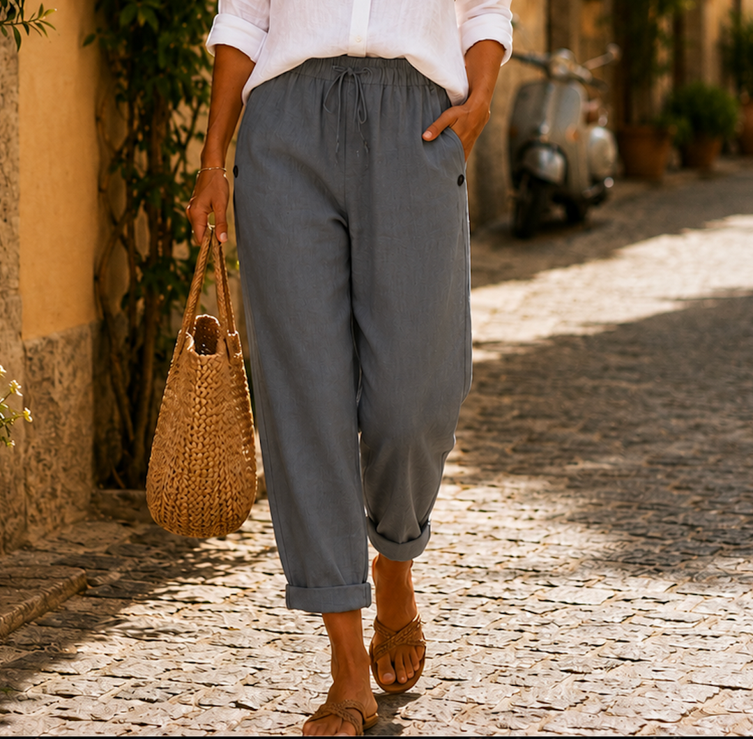 Auvina – Vita Elasticizzata in Lino Pantaloni
