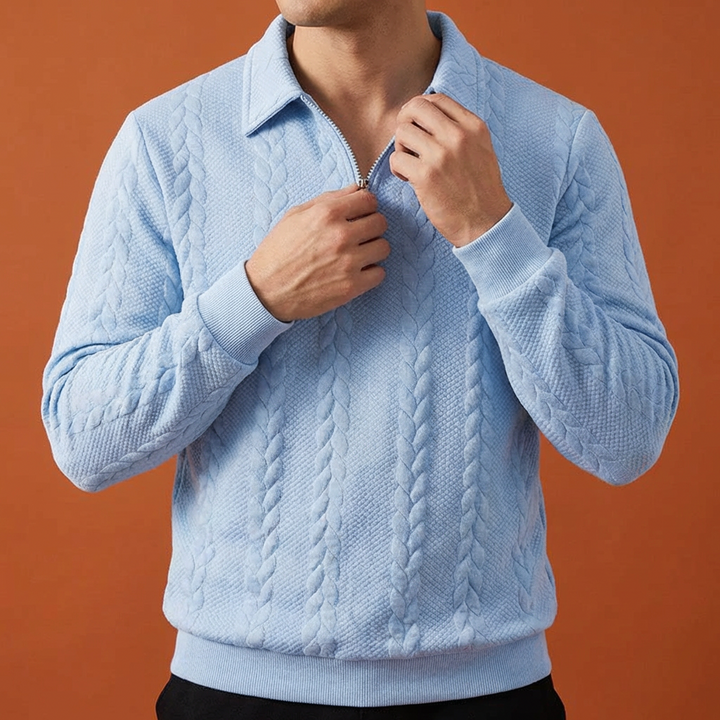 Stratton - Maglione in maglia testurizzata con zip a 1/4