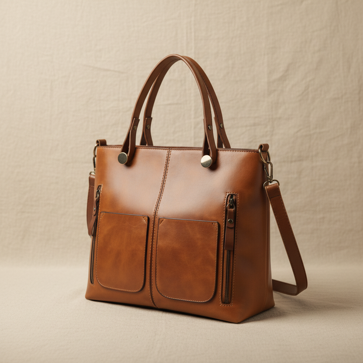 Contornata in Vera Pelle Borsa a Spalla