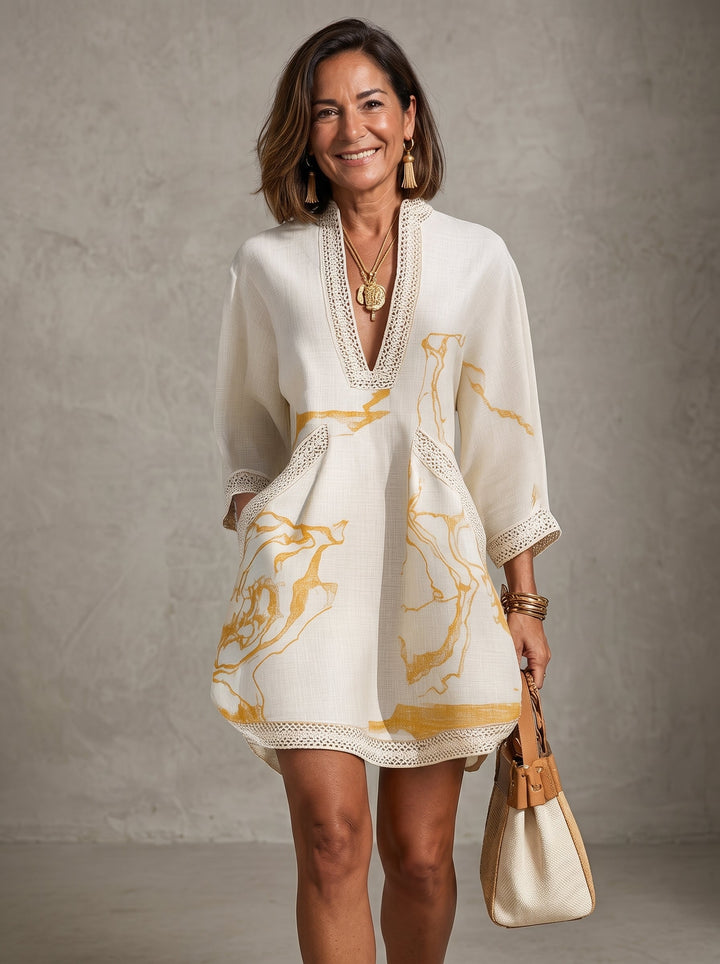 Jevina – Con Pizzo all'Uncinetto in Lino Abito Mini