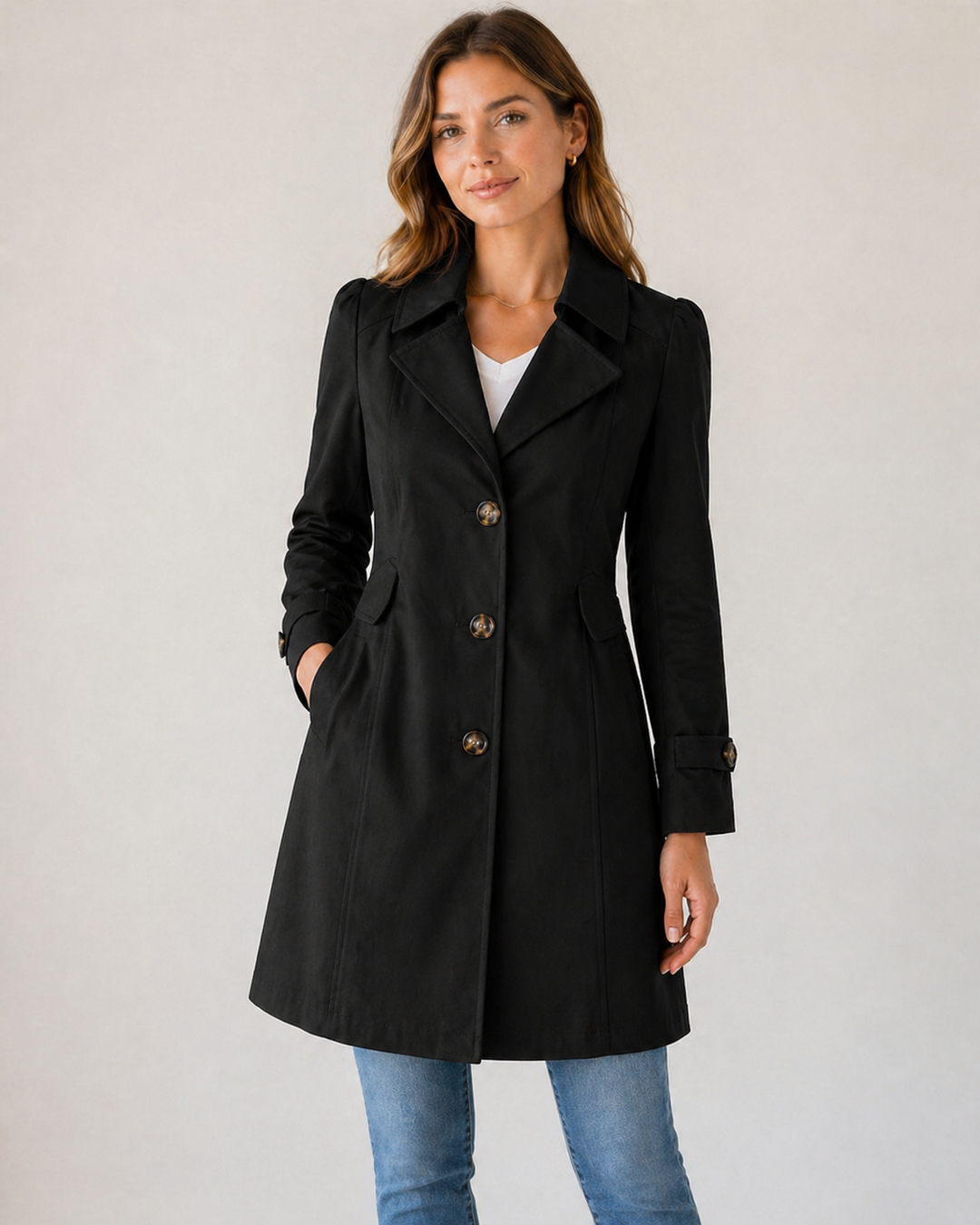 Enyra – Trench con Bottoni in Tessuto Cappotto