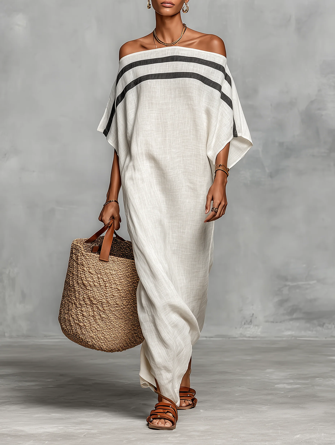 Relina – A Spalle Scoperte in Tessuto Abito Maxi