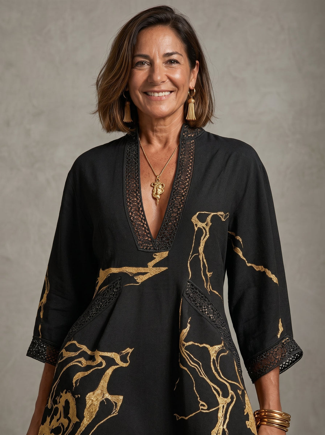 Jevina – Con Pizzo all'Uncinetto in Lino Abito Mini