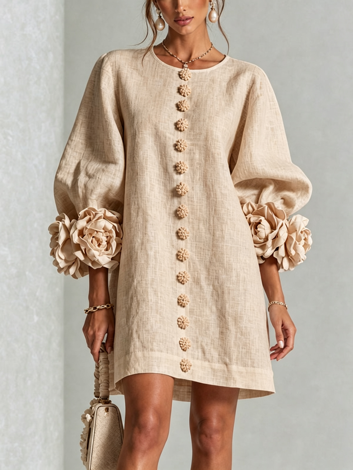 Rilane – Maniche a Rosetta in Lino Misto, Abito Camicia