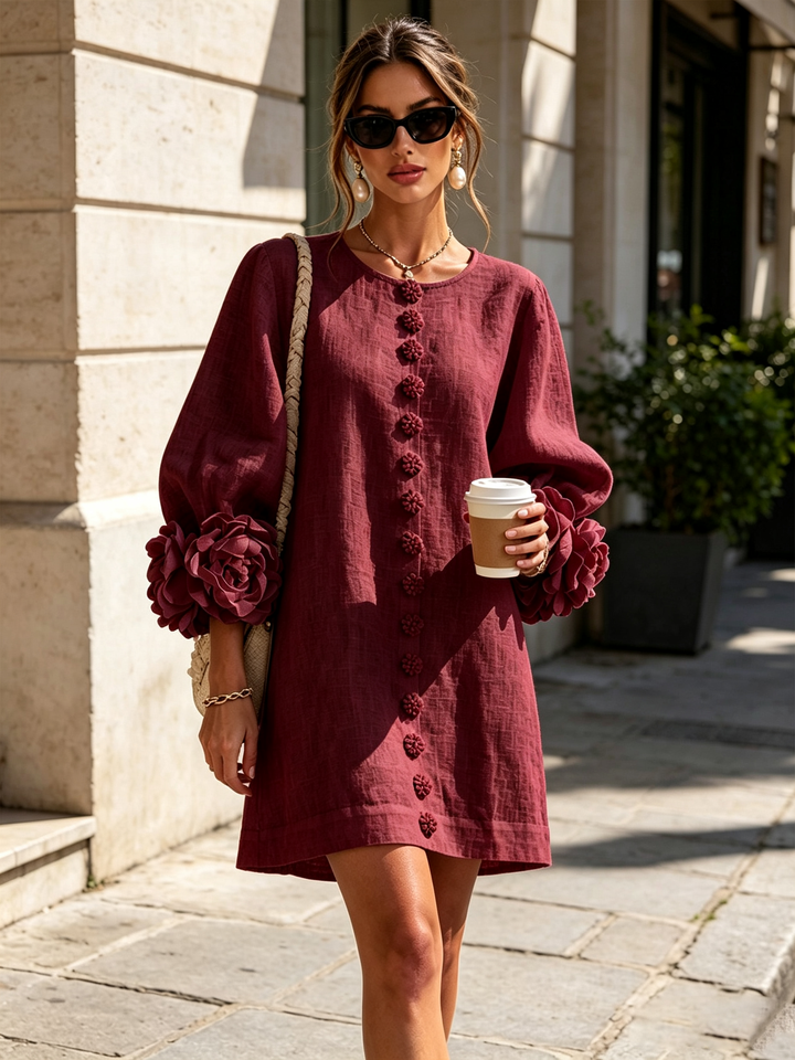 Rilane – Maniche a Rosetta in Lino Misto, Abito Camicia