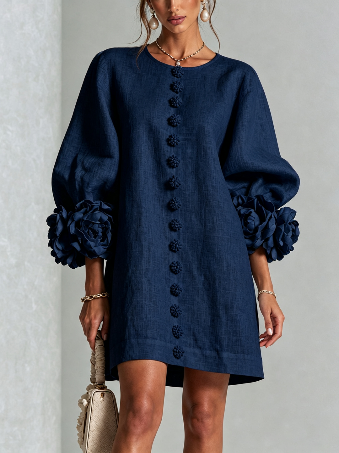 Rilane – Maniche a Rosetta in Lino Misto, Abito Camicia