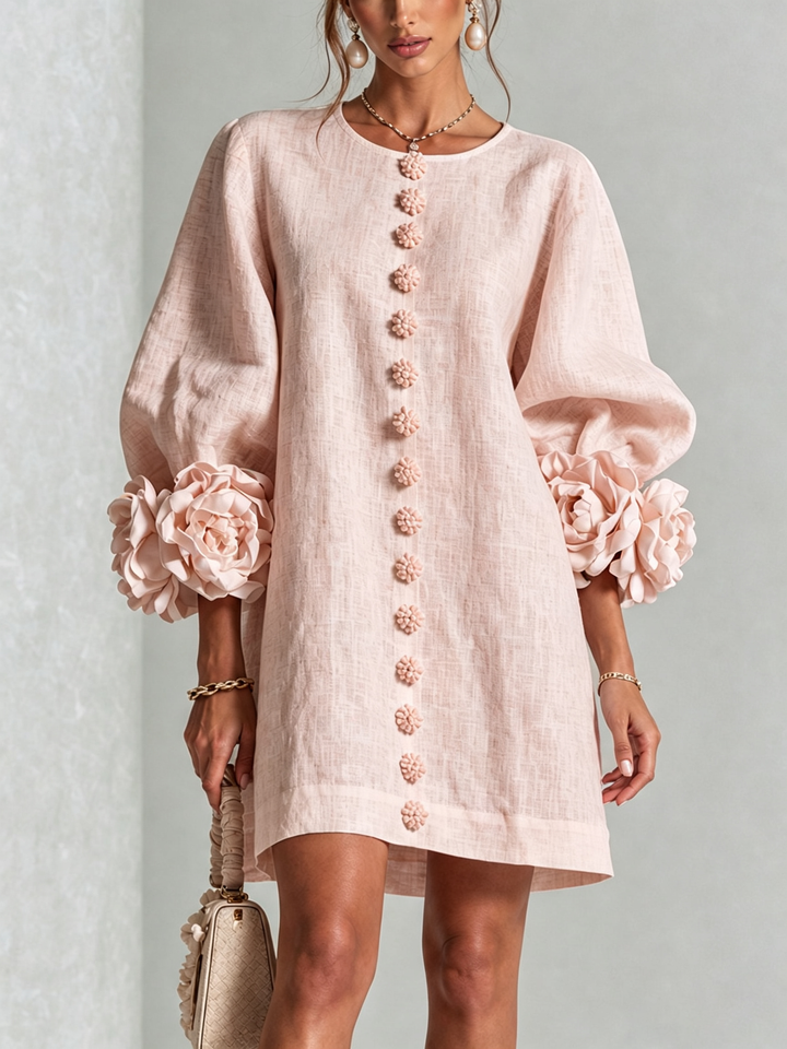 Rilane – Maniche a Rosetta in Lino Misto, Abito Camicia