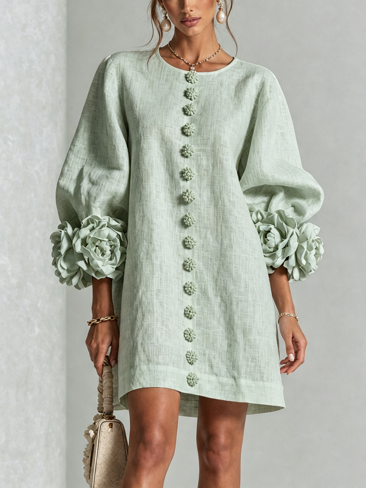 Rilane – Maniche a Rosetta in Lino Misto, Abito Camicia