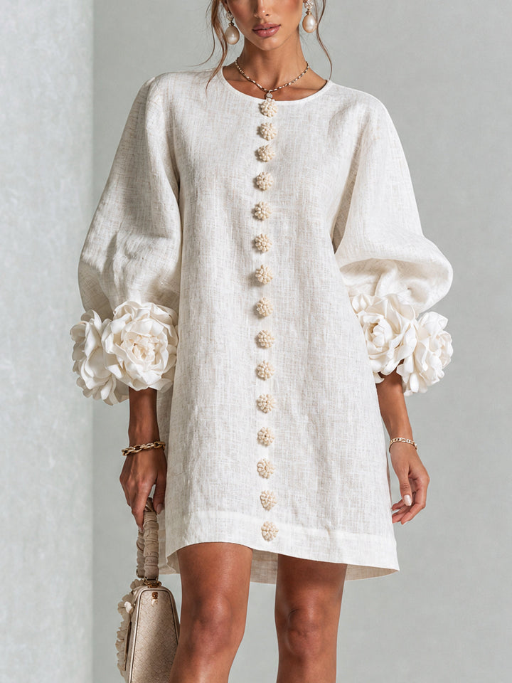 Rilane – Maniche a Rosetta in Lino Misto, Abito Camicia