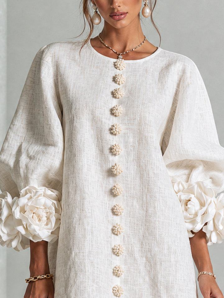 Rilane – Maniche a Rosetta in Lino Misto, Abito Camicia