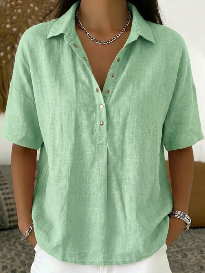 Kelora – Con Colletto e Scollatura a V in Misto Cotone, Blusa