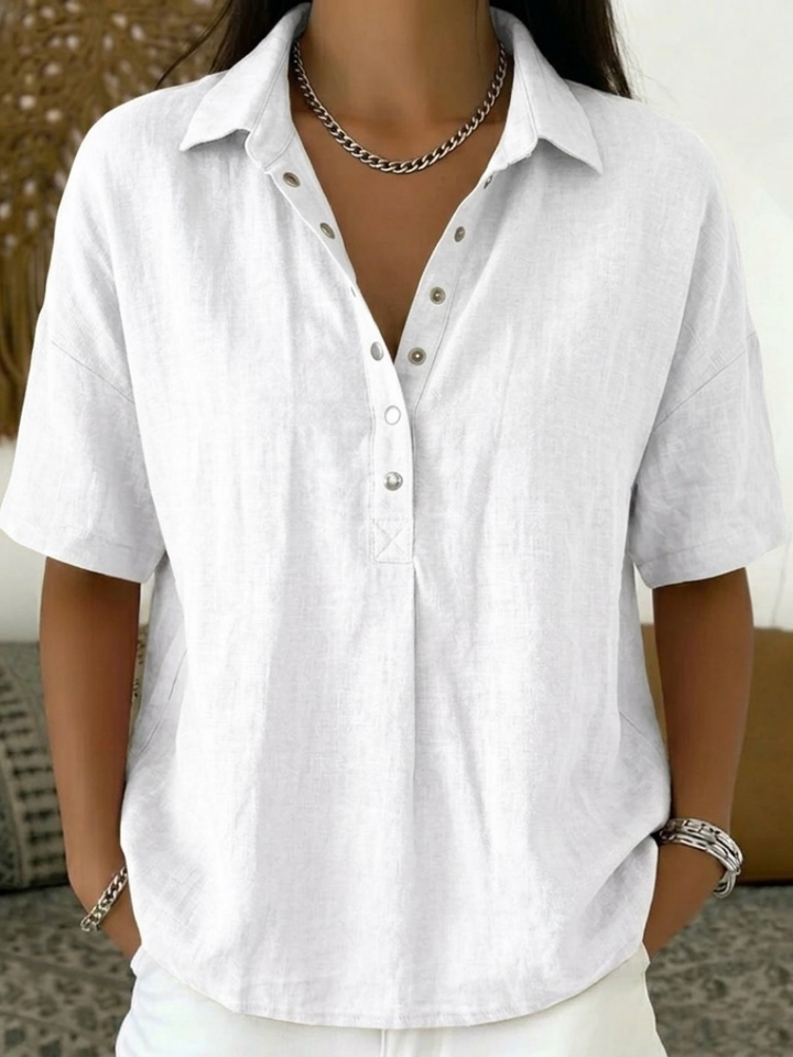 Kelora – Con Colletto e Scollatura a V in Misto Cotone, Blusa