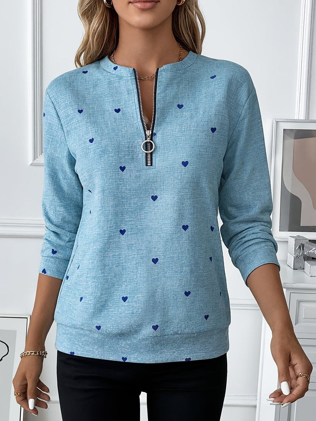 Renali – Mezza Zip con Cuore in Maglia, Felpa
