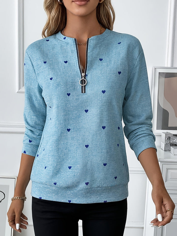 Renali – Mezza Zip con Cuore in Maglia, Felpa