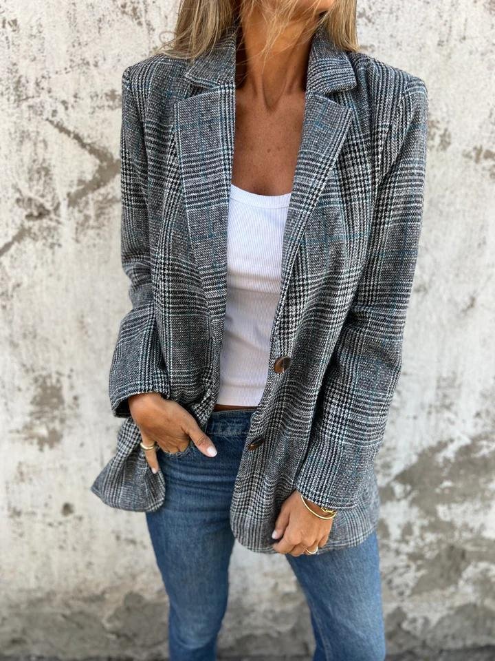 Vesara – Revers Dentellato A Quadri Blazer