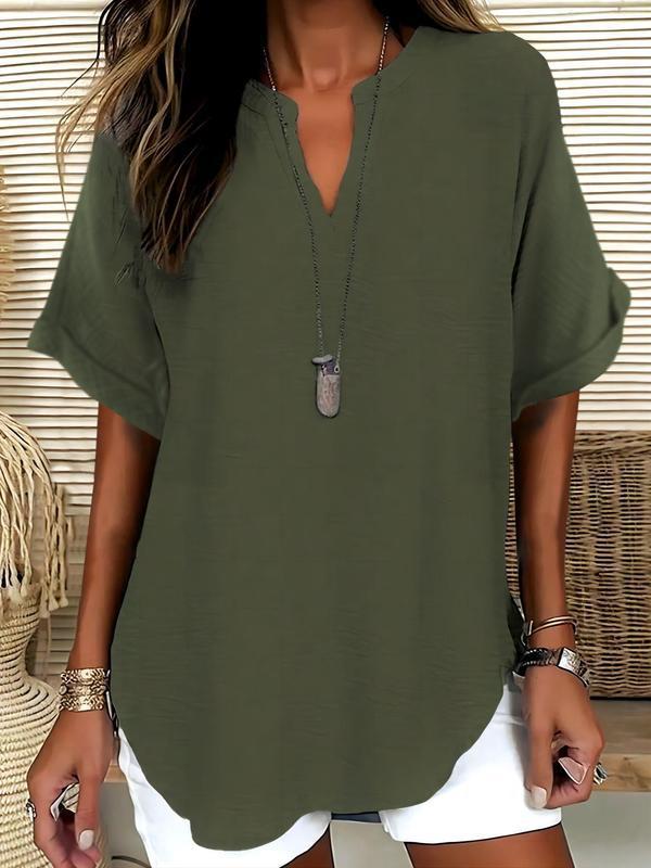 Arlise – Collo a V in Tessuto Piano, Blusa