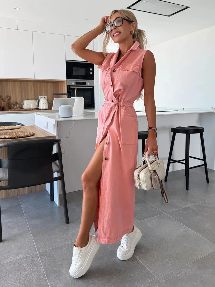 Lysena – Abito in Denim con Bottoni