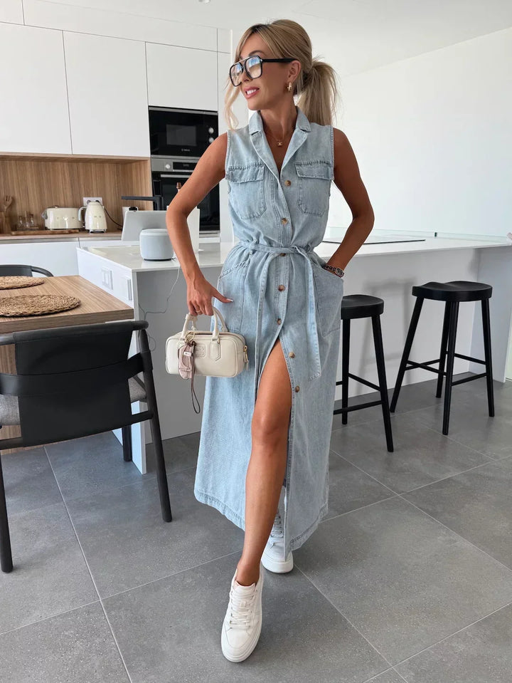 Lysena – Abito in Denim con Bottoni