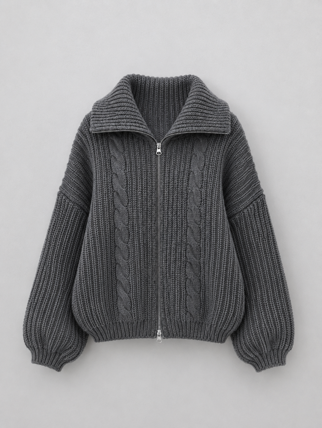 Velira – Con Zip Frontale in Maglia a Trecce, Cardigan