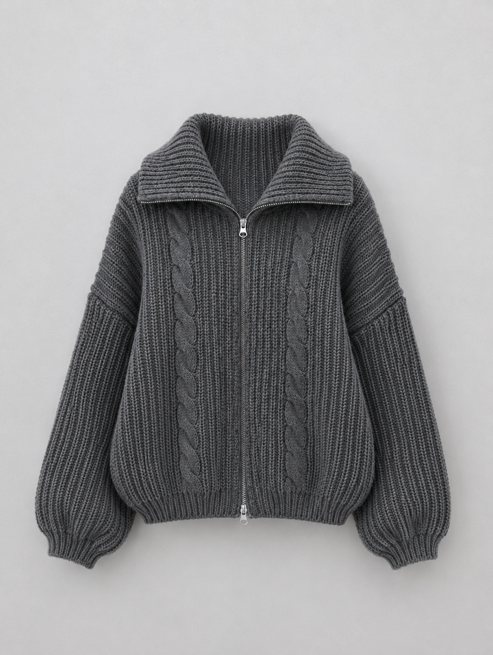 Velira – Con Zip Frontale in Maglia a Trecce, Cardigan