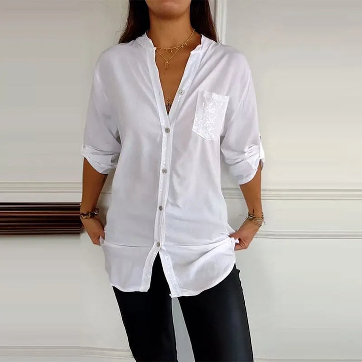 Calyra – Con Placca di Paillettes in Cotone, Top