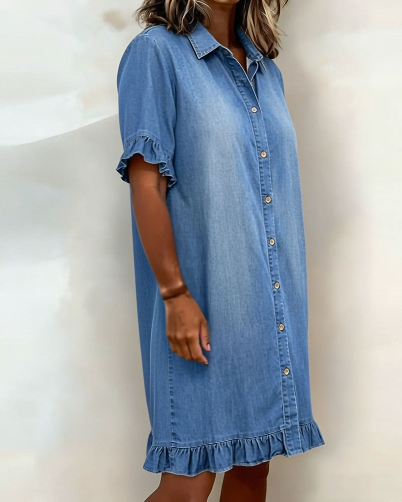 Kiraya – Maniche a Volant in Denim Abito