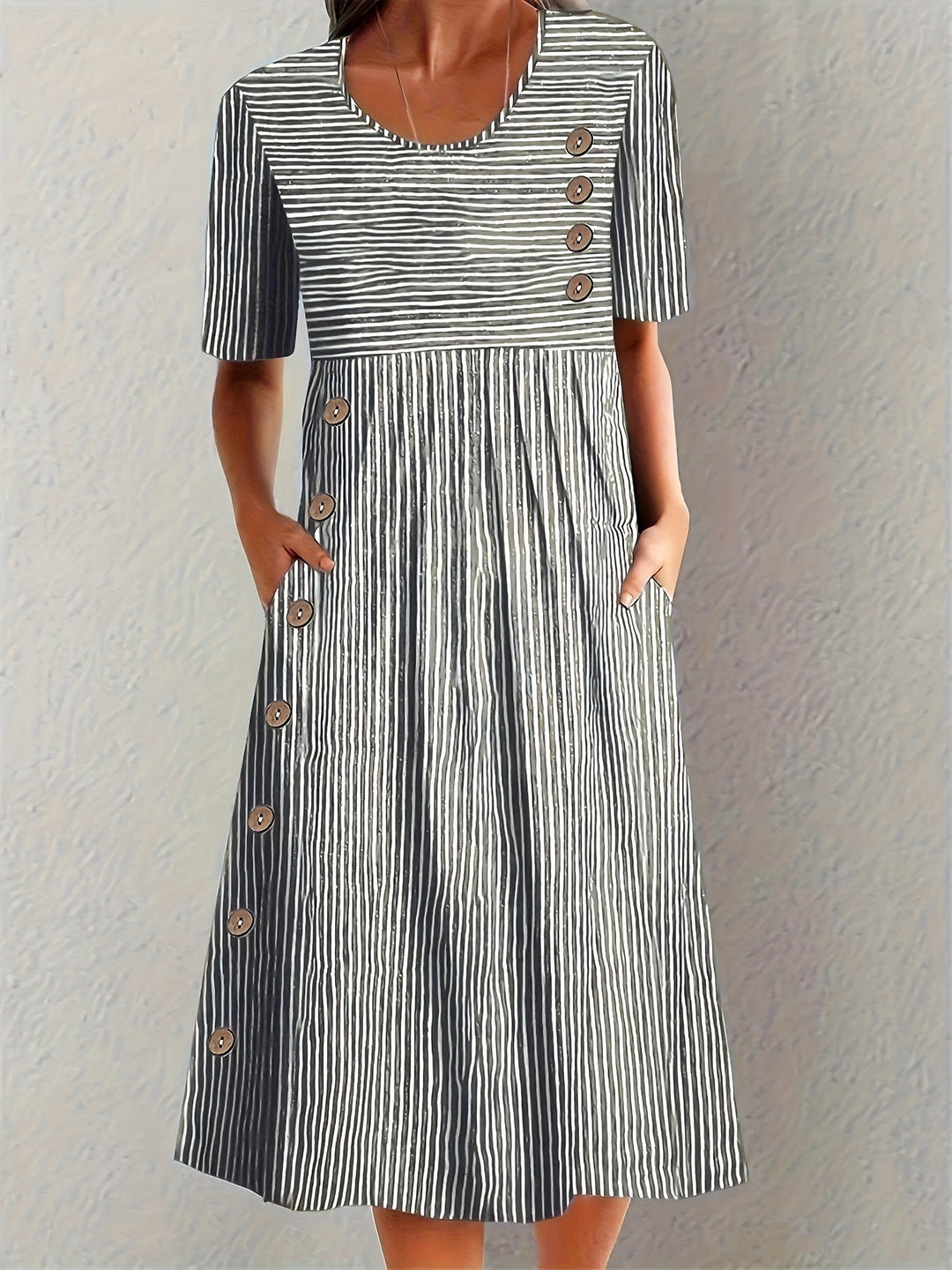 Mevara – A Righe in Tessuto, Abito Estivo