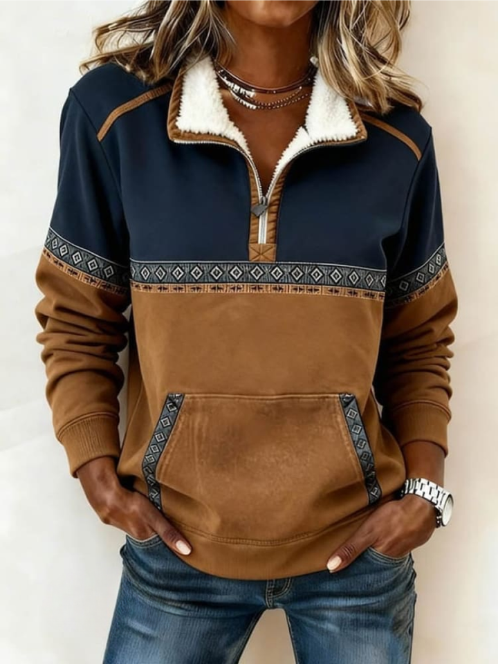 Rowena - Maglione in misto cotone con zip a metà