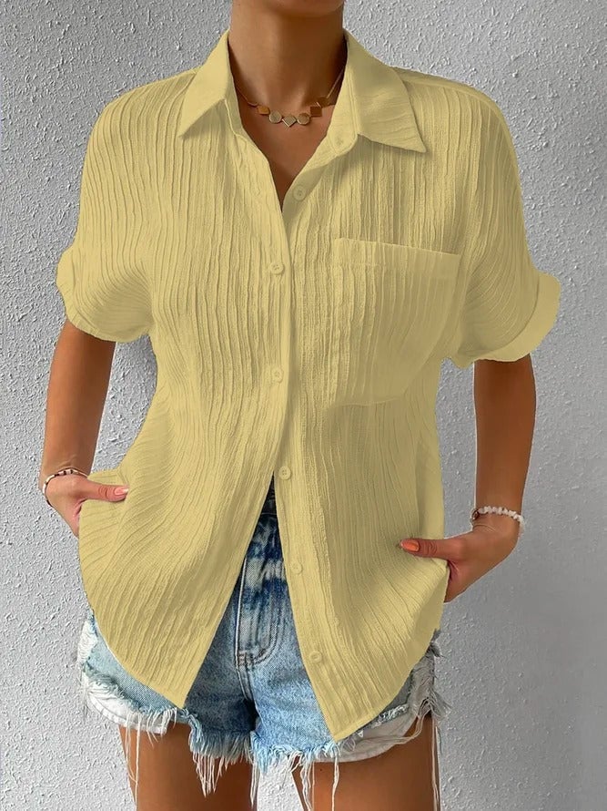 Navira – Collo a Camicia in Misto Cotone, Blusa